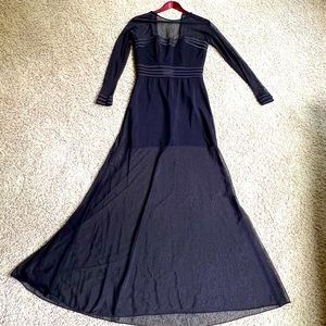 Tadashi Vintage Black Mesh Evening Dress